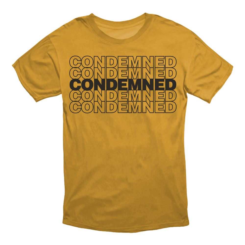 STACKED STENCIL LOGO APPAREL Condemned Labz GOLD SMALL