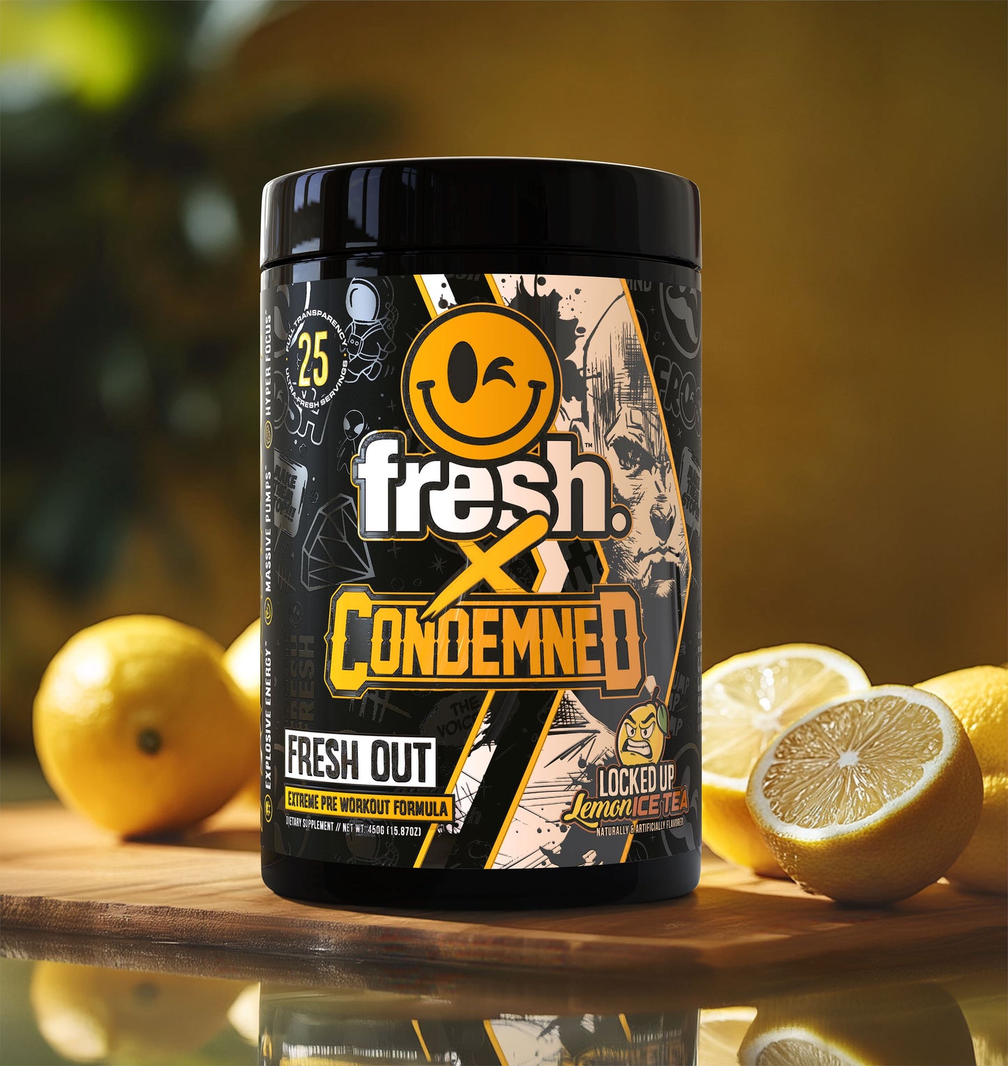 Fresh Out PRE (Condemned Labz™ X Fresh™) Pre workout Condemned Labz Locked Up Lemon Iced Tea 