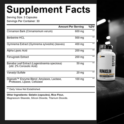 HumaSlin Glucose Disposal Agent + Digestive Support Fat Burner Condemned Labz 