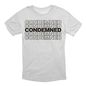 STACKED STENCIL LOGO APPAREL Condemned Labz WHITE SMALL 